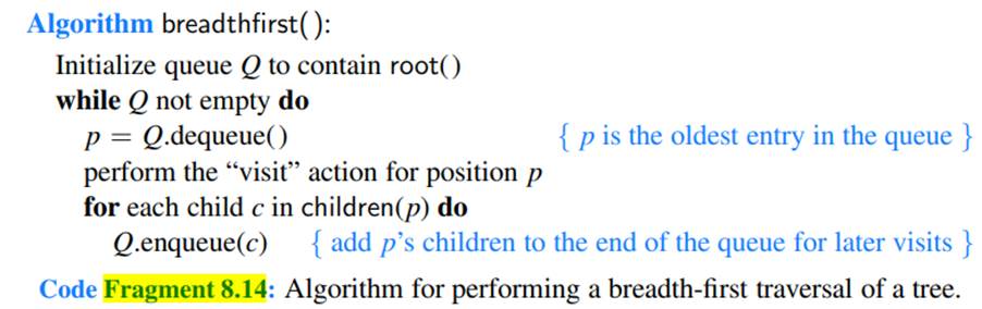 Consider the example of a breadth-first traversal given in Figure 8.15. Using the annotated numbers...-1