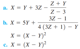 Evaluate the following equations, given the values Write the following equations in computer form:-3