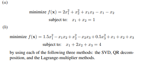 Solve the QP problems