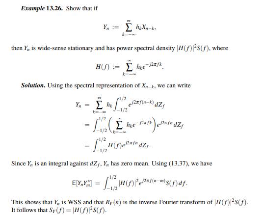 Let Y n be as in Example 13.26, and assume H ? L2(S) defined in (13.38). (a) Recall that the...-2