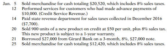 On January 1, 2017, the ledger of Accardo Company contains the following liability accounts. During...-2