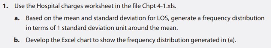 Use the mean and standard deviation for LOS as used in Exercise 1. a. Develop the probability...