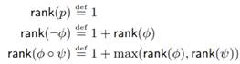 Consider the function rank, defined by where p is any atom, ? ? { ? , ? , ? } and max(n, m) is n if...