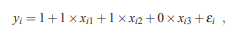 The data in Table 2.1 were generated according to the model