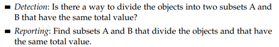 Suppose you are given a set of objects with values Vi. Then the following list describes two forms...