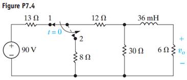 For the circuit of Fig. P7.4, what percentage of the initial energy stored in the inductor is...