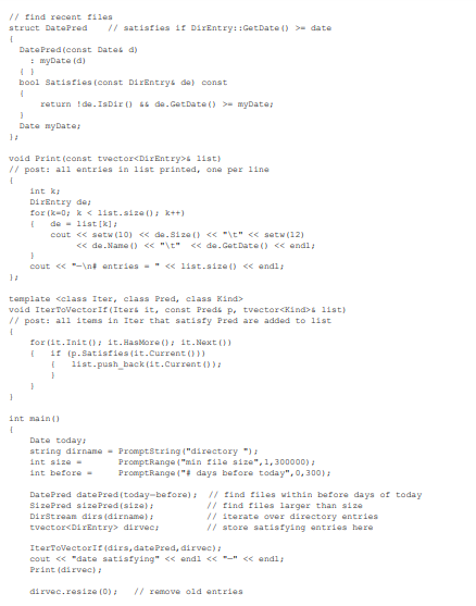 Write a program based on dirvecfun.cpp, Program 11.10, specifically on the function IterToVectorIf,...-2