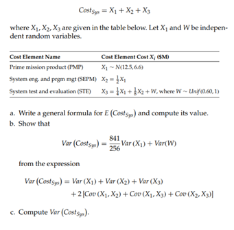 Suppose are the cost element costs of an electronic system. Let the system’s total cost be given by-2