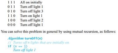 Imagine a row of n lights that can be turned on or off only under certain conditions, as follows....-1