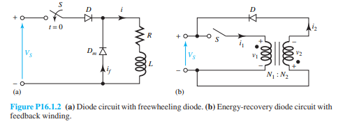 (a) Figure P16.1.2(a) contains a freewheeling diode D m , commonly connected across an inductive...