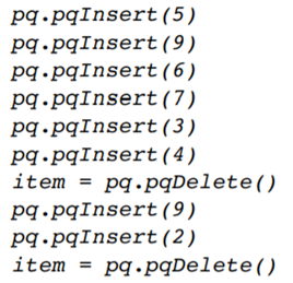 What does the initially empty heap contain after the following sequence of pseudocode operations?...-3