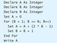 Complete each statement regarding the following pseudocode, which sums a set of numbers. (Note: N is...