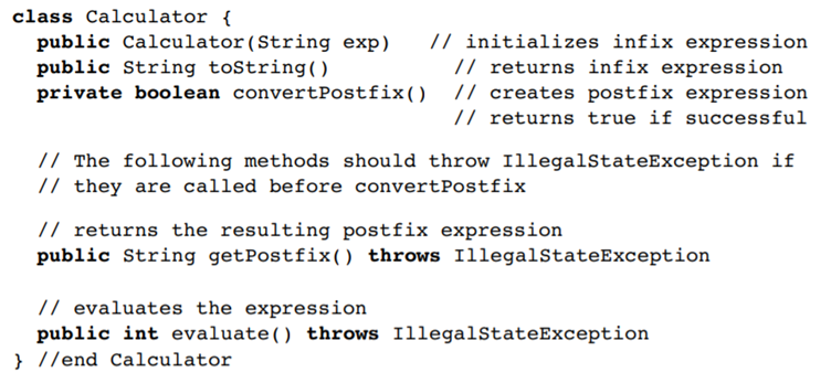 Consider simple infix expressions that consist of single-digit operands; the operators +, –, *, %,...