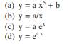 Which of the functions have linear parameters and which have nonlinear? Explain why.