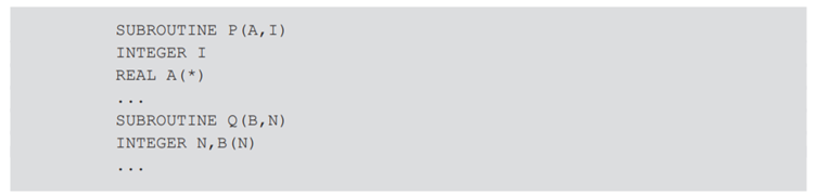 FORTRAN allows the passing of variable-length arrays, as in the following examples: Does this cause...