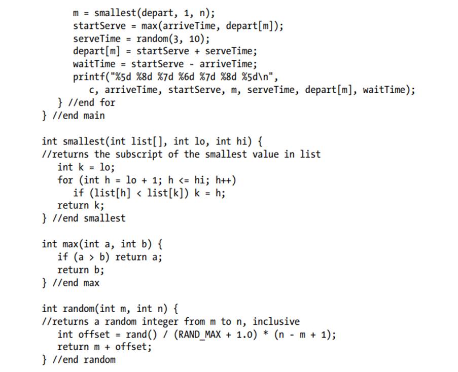 Modify Program P7.5 to calculate the average waiting time for customers and the total idle time for...-2