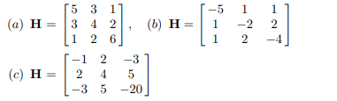 Classify the following matrices as positive definite, positive semidefinite, etc. by using LDL T...