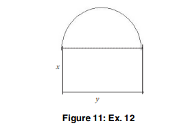 Minimize the amount of fencing needed to construct the region shown in Figure 10, if the total area...-2