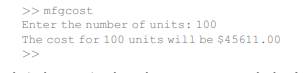 The cost of manufacturing n units (where n is an integer) of a particular product at a factory is...-2