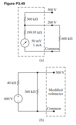 A 600 k? resistor is connected from the 200 V terminal to the common terminal of a dual-scale...