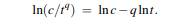 The data shown at the left in Figure 6.8 appears to follow a power law of the form c/t q, where c...-1