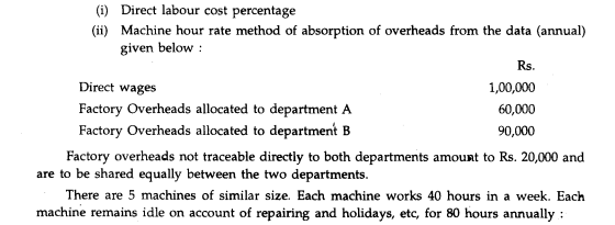 Naidra Enterprises has two departments A and B. Work is done manually in department A and through...