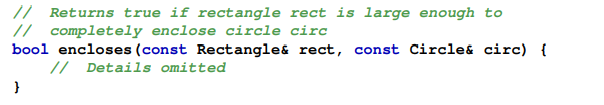 Given the Rectangle and Circle classes from questions above, write an encloses function: so that it...