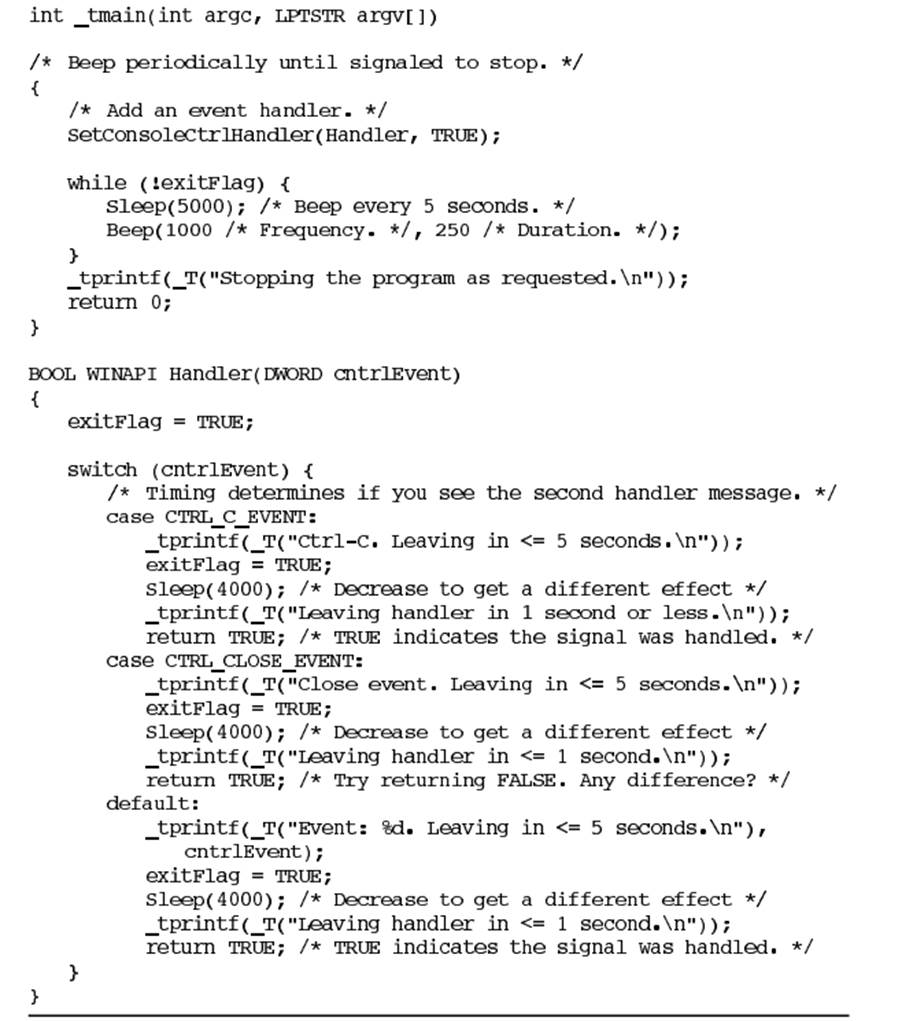 Extend Program 4–5 so that the handler routine raises an exception rather than returning. Explain...-2