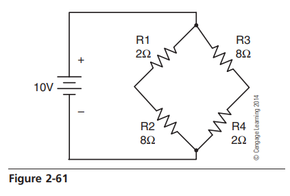 Find the following for the circuit shown in Figure 2-61 (hint: redraw diagonal resistor circuits...