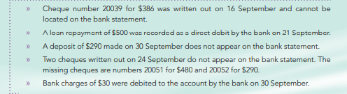 a Andrew Trinh is the owner of Easy Equipment Hire and on 30 September he received a bank statement...-1