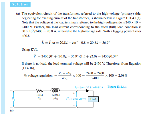 5 Consider the solution of Example 11.4.1. By means of a phasor diagram, determine the load power...-2