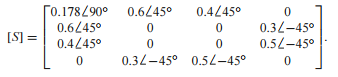 A four-port network has the scattering matrix shown as follows. (a) Is this network lossless? (b) Is...