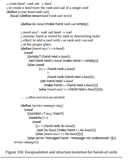 Reformulate create-hand in figure 124 such that the manager uses a single setl-expression and...