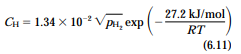 When -iron is subjected to an atmosphere of hydrogen gas, the concentration of hydrogen in the iron,...