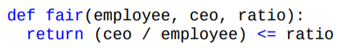 An alternative way to deal with a possible division by zero error in the fair function on page 182...