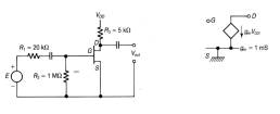 Redraw the network for small signal analysis by using the model on the right. Consider the...-1