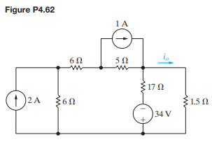 a) Use a series of source transformations to find i o in the circuit in Fig. P4.62. b) Verify your...