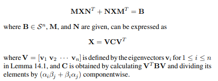 Using Lemma 14.1, show that if matrices M and N commute then the solution of the Lyapunov equation-1