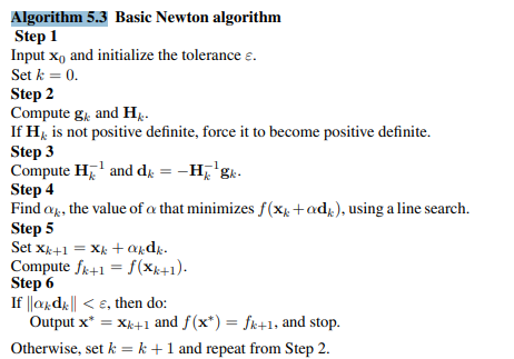 Modify the Newton algorithm described in Algorithm 5.3 by incorporating Eq. (5.13) into the...-1