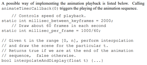 Your next task is to implement simple linear interpolation to create an animation from the...-1