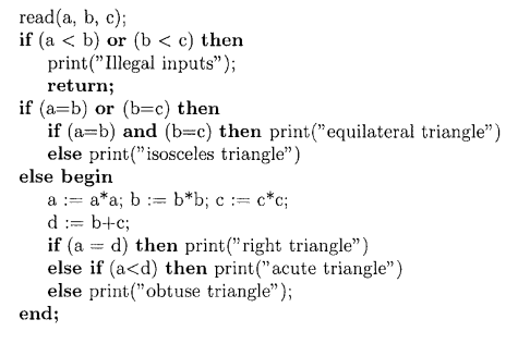 Suppose three numbers A, B, and C are given in ascending order representing the lengths of the sides...