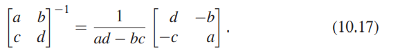 Apply the formula from Equation 10.17 to the matrix for T5 to attempt to compute its inverse. What...