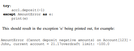 This exercise involves adding error handling support to the CurrentAccount class. In the...-1