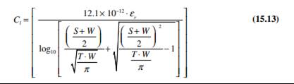 Using Eq. (15.13), calculate the parasitic capacitance per unit length and total capacitance between...-2