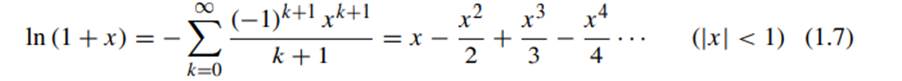 Write a script to approximate the natural logarithm using the first 6 terms of Eq. (1.7). Use it to...