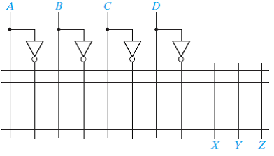 The following PLA will be used to implement the following equations: X = AB 