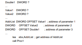 If you translate the IBM S/360 parameter passing scheme into 80x86 assembly language, you get code...