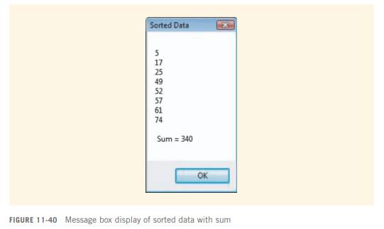 Modify your tutorial so that btnSort_Click() also adds up the sum of the values stored in the data...