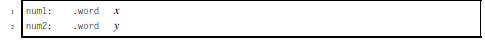 Write the ARM assembly code to load the numbers stored in num1 and num2, add them together, and...