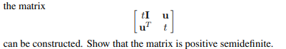 Given a column vector u and a nonnegative scalar t such that-2